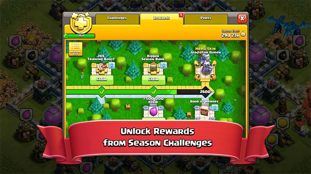 Strategy of Clash of Clans - unlock rewards from season challenges